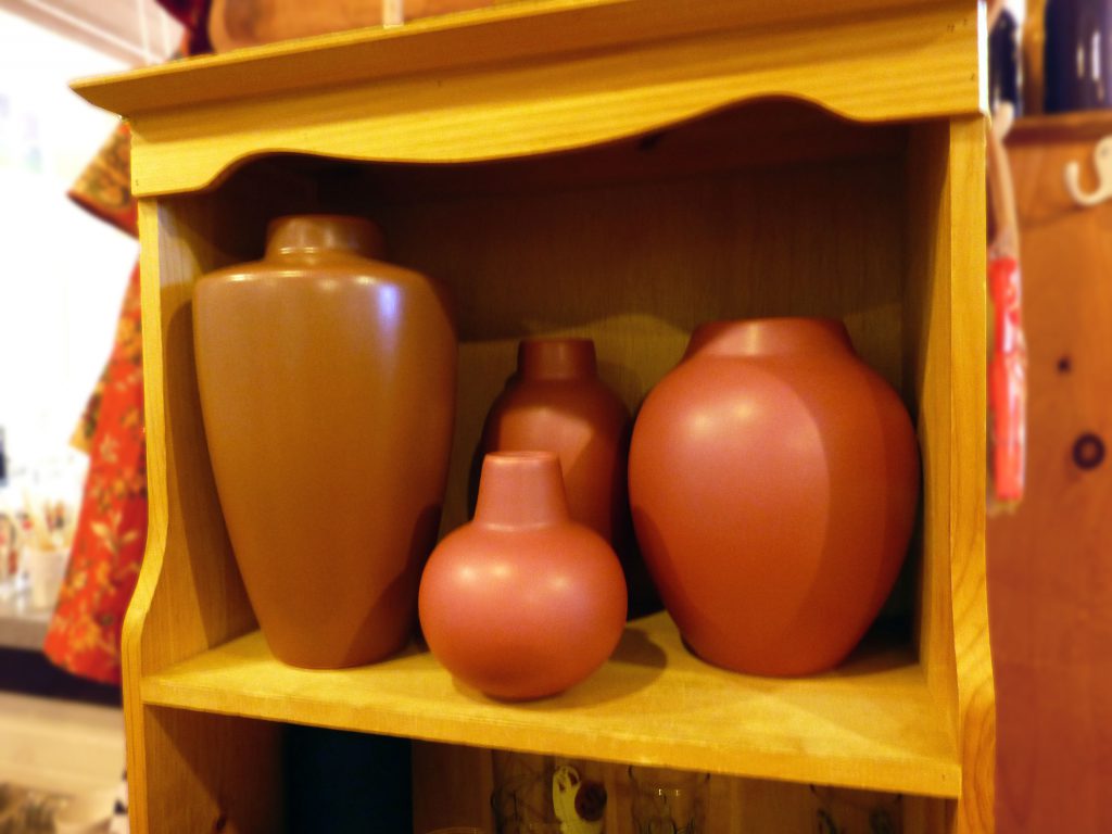 rose colored jars and vases from Blue Heron Trading Co.