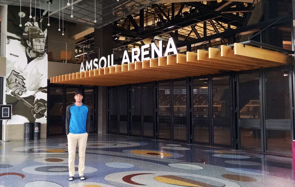 Carson Soucy at Amsoil Arena