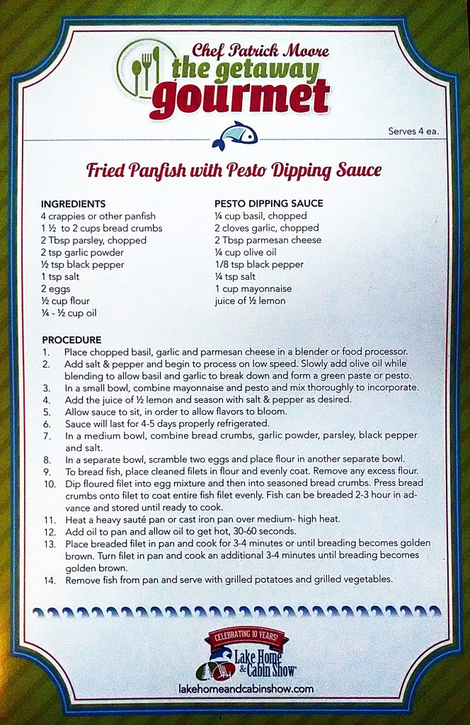 fried panfish with pesto dipping sauce recipe