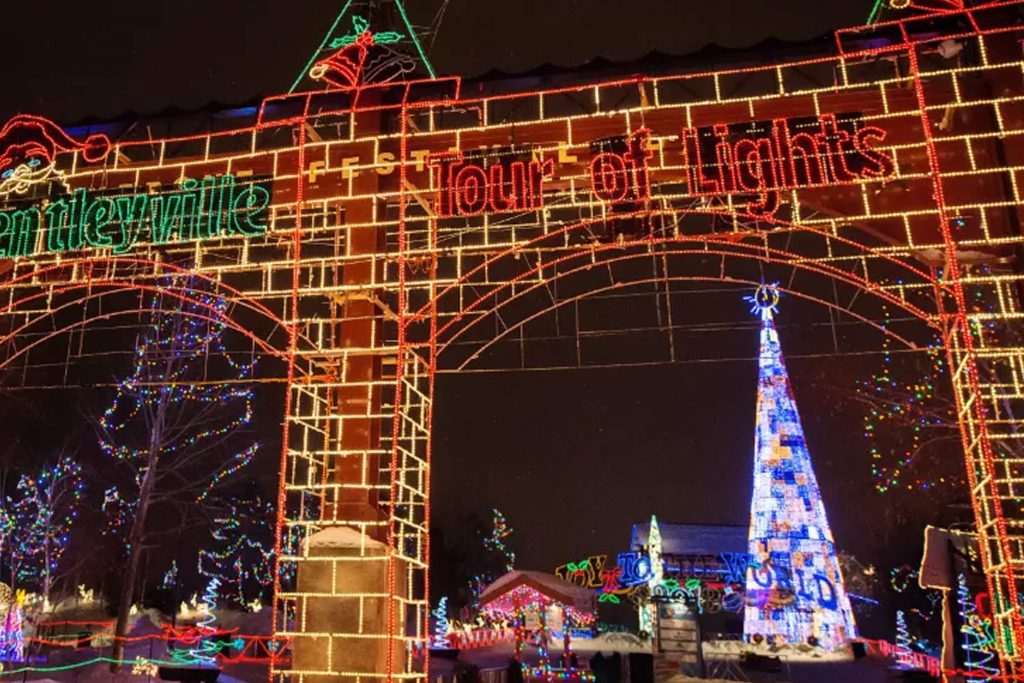 Bentleyville Tour of Lights Castle Entrance Christmas Light Display