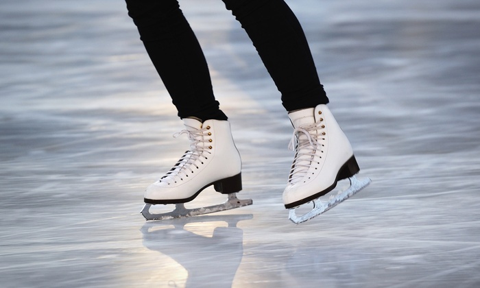 close up of figure skates