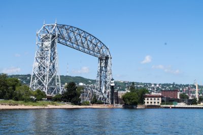 Duluth Liftbridge from Park Point on a beautiful summer day