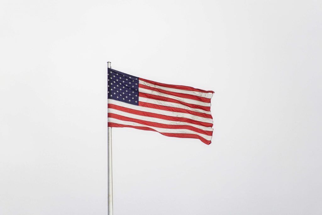 American Flag Blowing in the wind