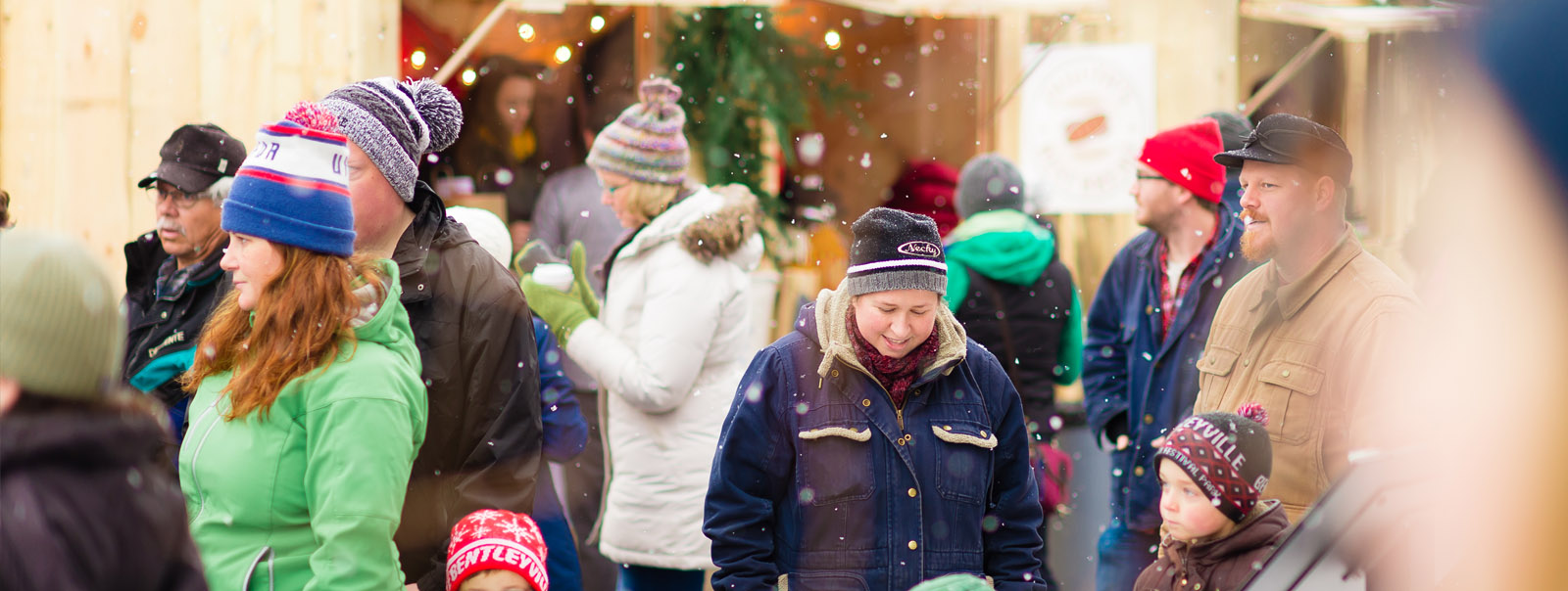 Customers walking around the Duluth Winter Village