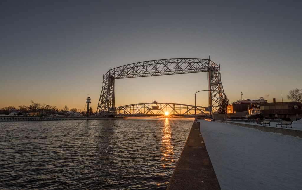 Winter Duluth, MN Lift Bridge Canal Park