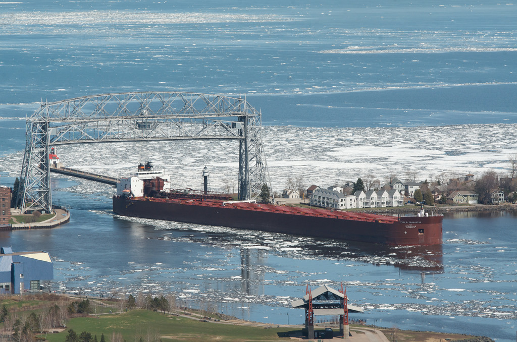 Ship Leaving under the lift bridge Duluth, MN